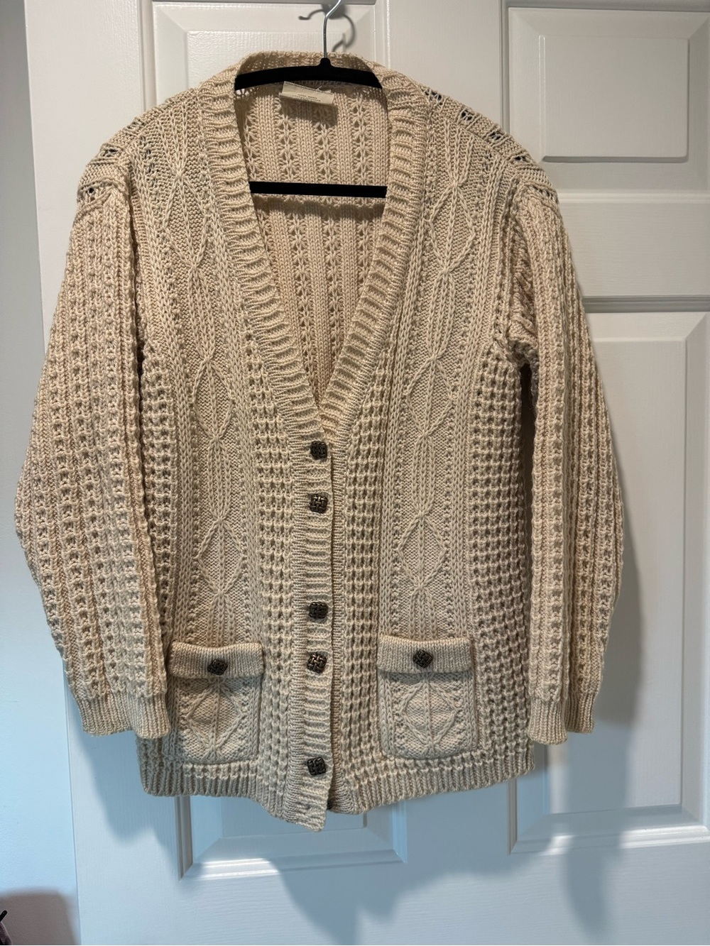 Cozy Cream Cable-Knit Button Cardigan Sweater
